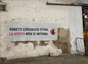 Monferrato non Conforme: striscione contro Eric Gobetti