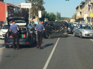 Incidente a San Giorgio Monferrato. Auto ribaltata al Chiabotto