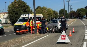 Alessandria: scontro auto – moto, centauro trasportato in ospedale